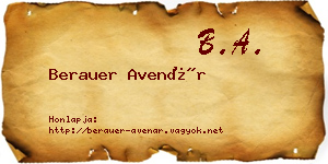 Berauer Avenár névjegykártya